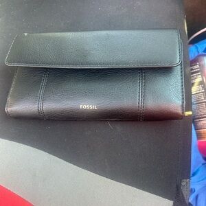 Fossil Black Leather Clutch Wallet